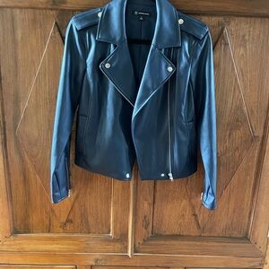 INC International Concepts Navy Faux Leather Jacket